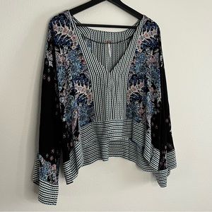 Free People Vneck Floral Blouse Sz S